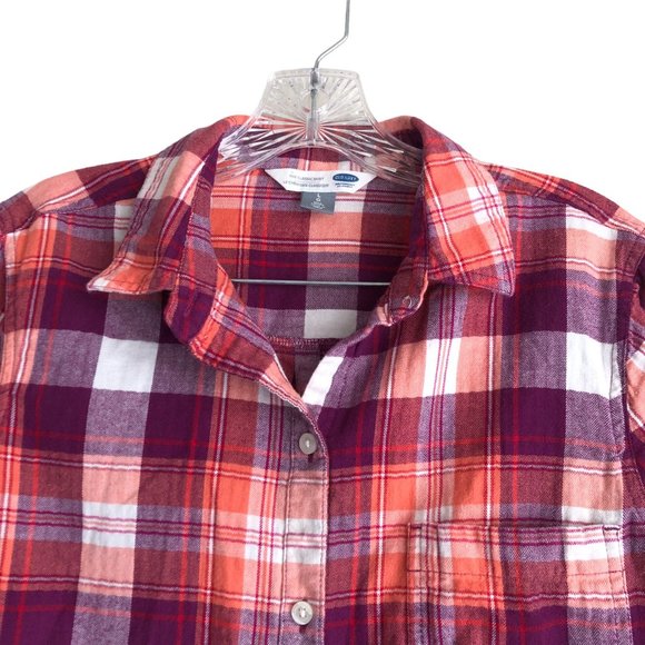 Old Navy Women's Flannel Shirt Size L Plaid 100% Cotton Long Sleeve Classic - Picture 5 of 11